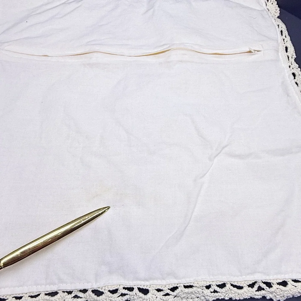 Pair Cotton Crochet Lace Lined Pillow Shams 15